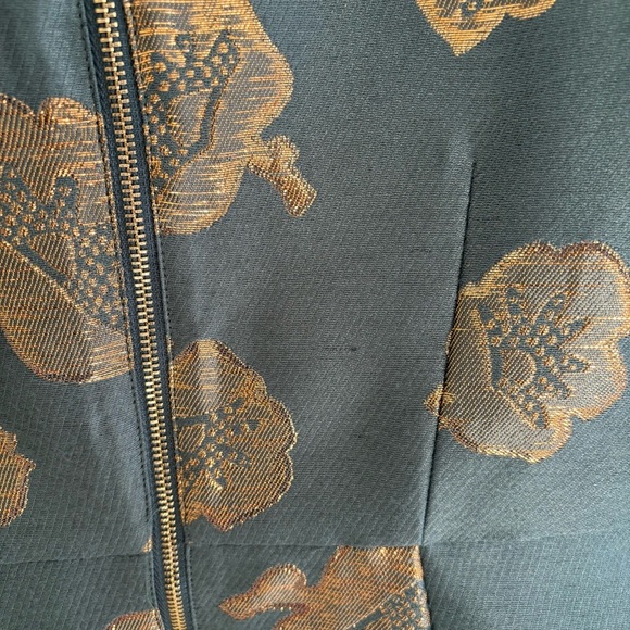 Ann Taylor Floral Gold Metallic Sheath Mini Dress Size 2P Party Cocktail Dressy - Picture 14 of 16